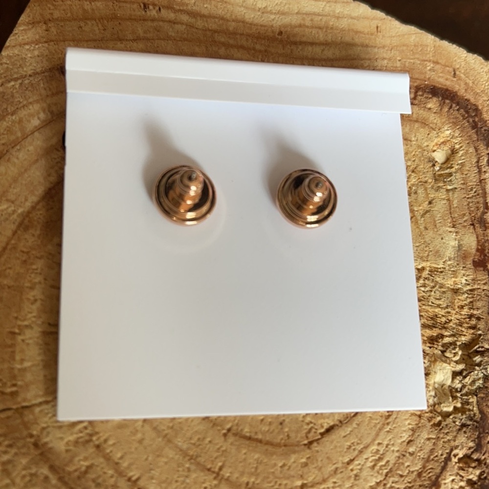 NWT Tory Burch rose gold cubic zirconia logo studs - Picture 3 of 3